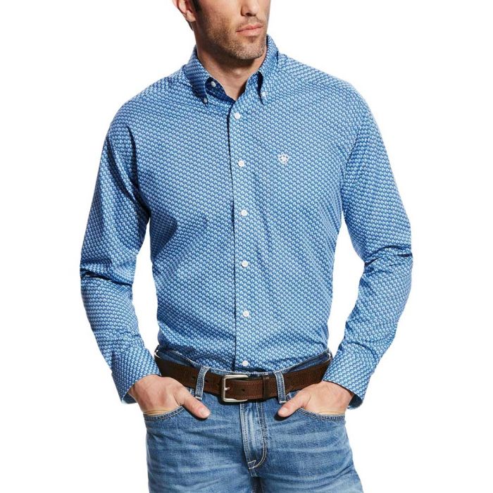 Ariat Men's Wrinkle Free KIRK Shirt - Blue Saga