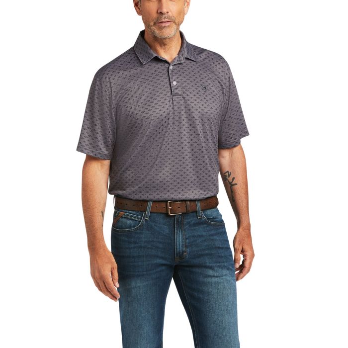 ARIAT Mens All Over Print Polo - Carbon Print Southwest