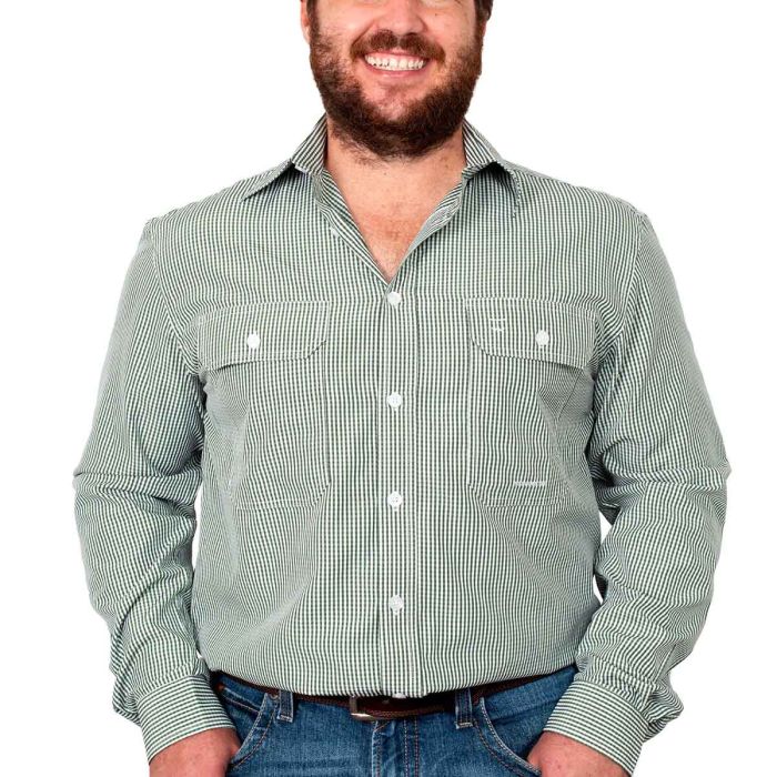 Just Country Austin Full Button Olive Mini Check