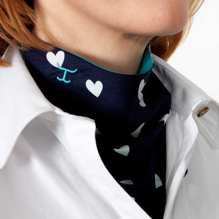 Carlee Double Sided Scarf -  Turquoise / Navy Hearts