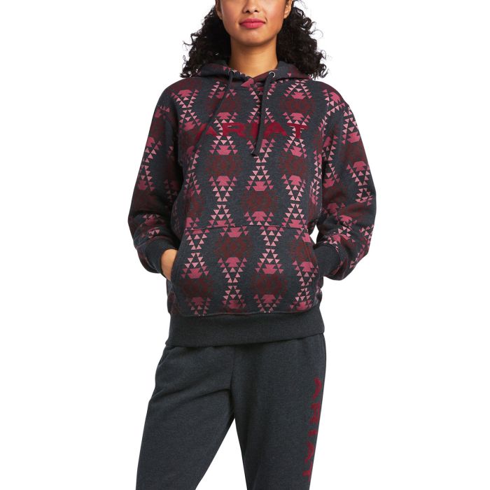 Ariat Ladies Real Diamondback Printed Sweatshirt - Heather Charcoal