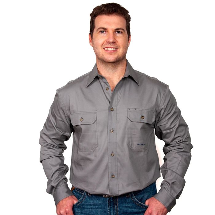 Just Country Evan Work Shirt - Full Button - Steel Grey