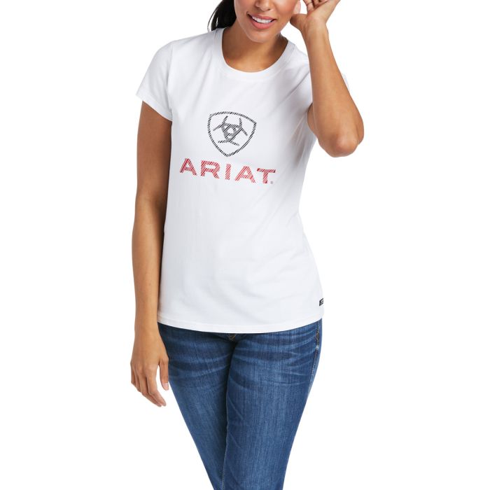 Ariat Ladies HD Logo Tee - White - Sz XS, L & XL Only