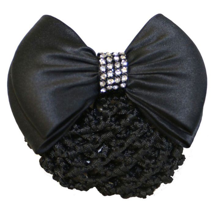 Huntington Crystal Row Show Bow w/Hair Net Black