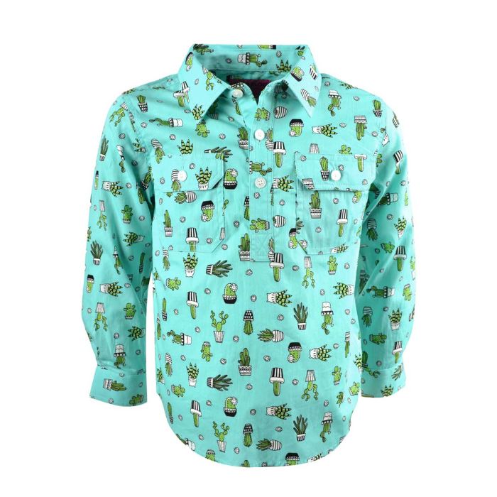 Hard Slog Kids Maisy Half Placket L/S Shirt - Mint