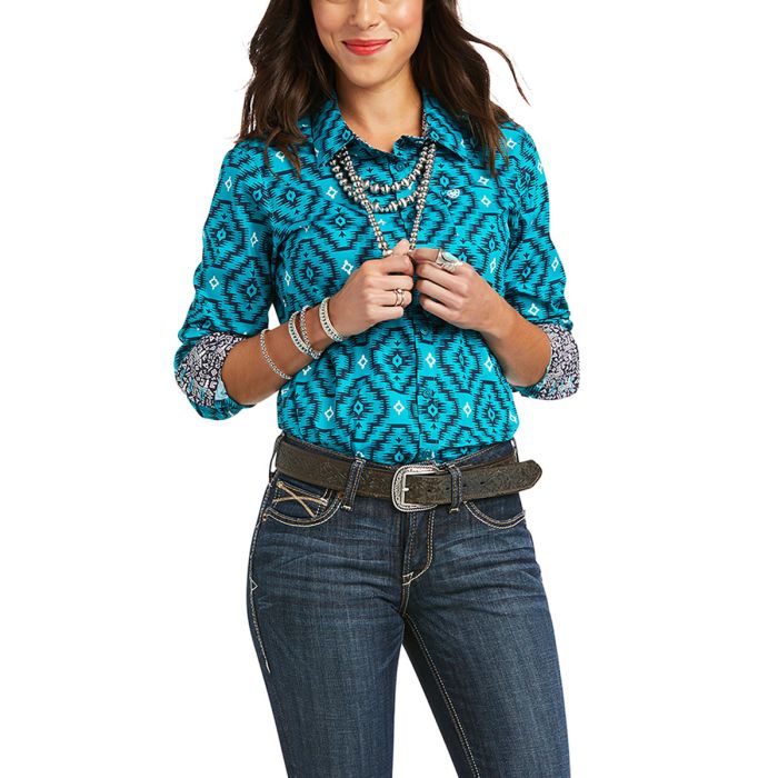 Ariat Kirby Stretch Shirt - Lake Blue - Sz S & M Only