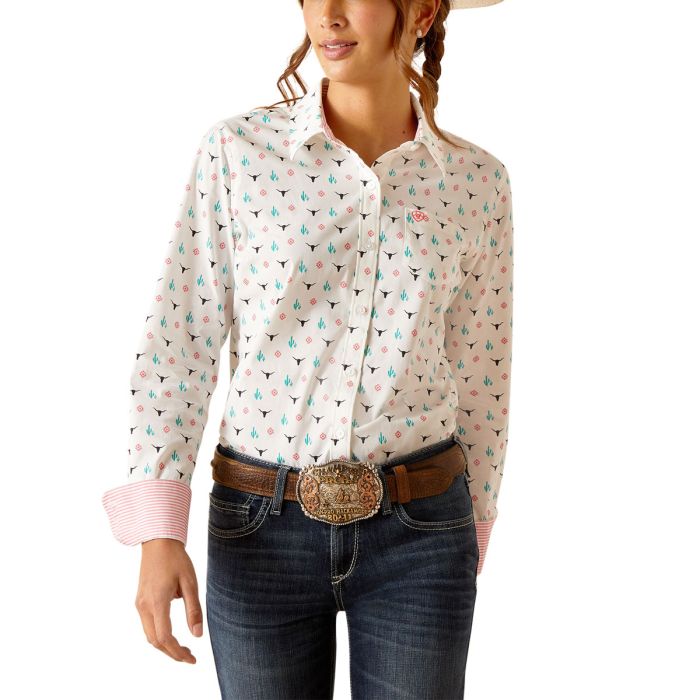 Ariat Kirby Wrinkle Resistant Shirt - Steer Garden -  Sz S & M Only