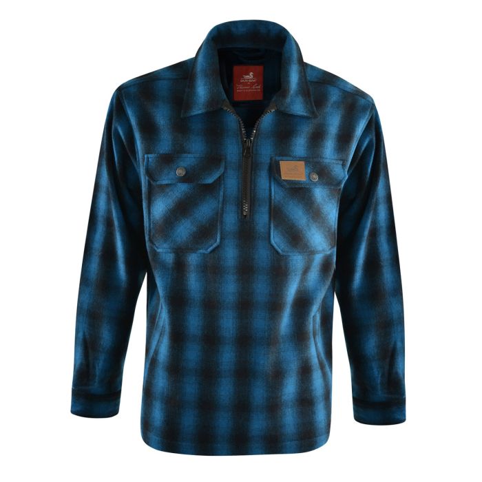 Dux Back Unisex Mallard 1/4 Zip Overshirt - Blue