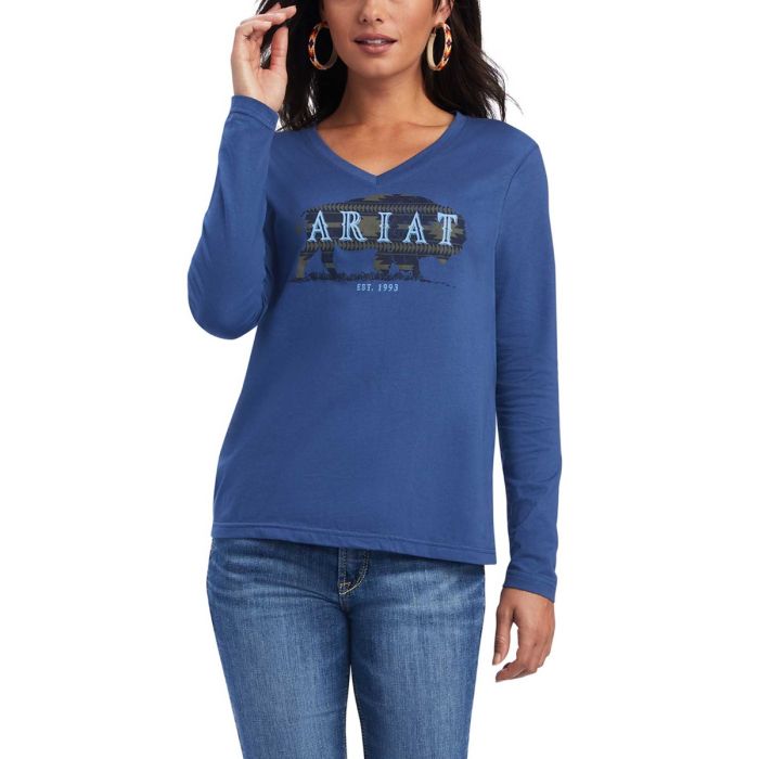 Ariat Women's REAL Chest Logo Relaxed Tee - True Navy