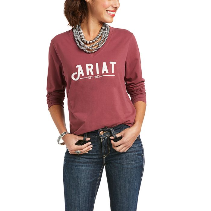 Ariat Ladies REAL Logo L/S Tee - Fig Galaxy