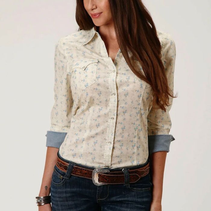 Roper Ladies L/S Shirt West Made Collection - White