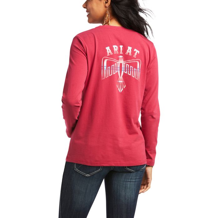 Ariat Ladies Real Serape Thunderbird Long Sleeve Tee - Red Bud