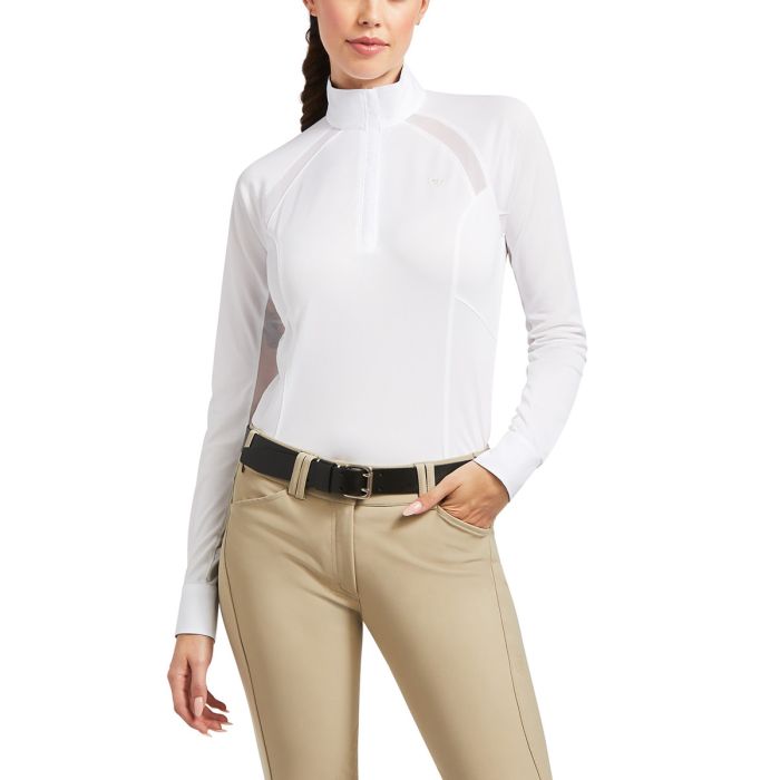 Ariat Ladies Sunstopper Pro 2.0 Long Sleeve Show Shirt - White /  Jethro