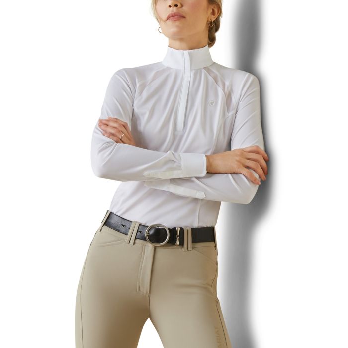 Ariat Ladies Sunstopper Pro 2.0 Long Sleeve Show Shirt - White /  Flynn