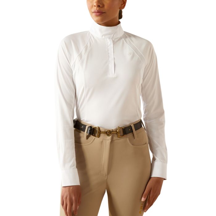 Ariat Ladies Sunstopper Pro 3.0 Long Sleeve Show Shirt - White / Primo Team