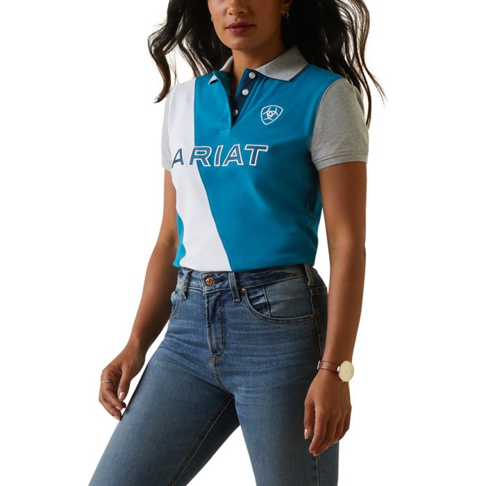 Ariat Ladies Taryn Polo Shirt - Mosaic Blue - Sz XS & S Only