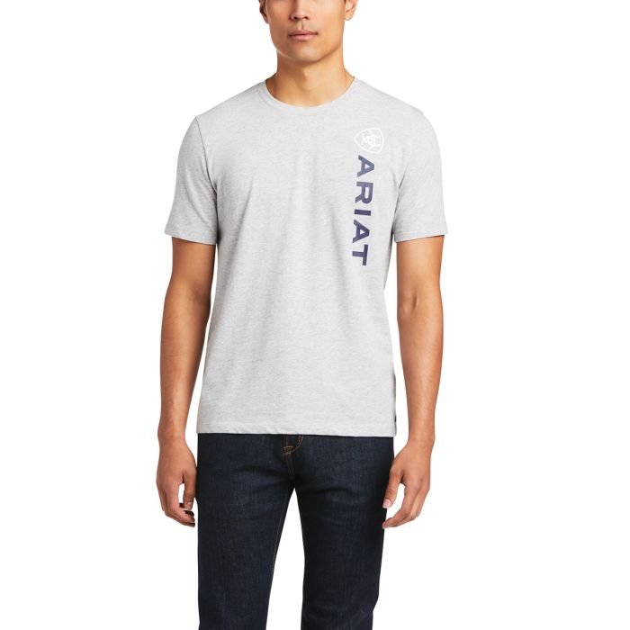 Ariat Mens Vertical Logo Tee - Heather Grey