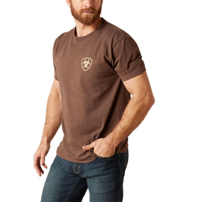 Ariat Mens Western Wheat Tee - Brown Heather - Sz S, M & XXL Only