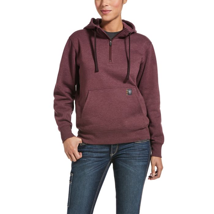 Ariat Womens REBAR Skill Set 1/2 Zip Hoodie - Malbec Heather - Sz XS, XL & XXL Only