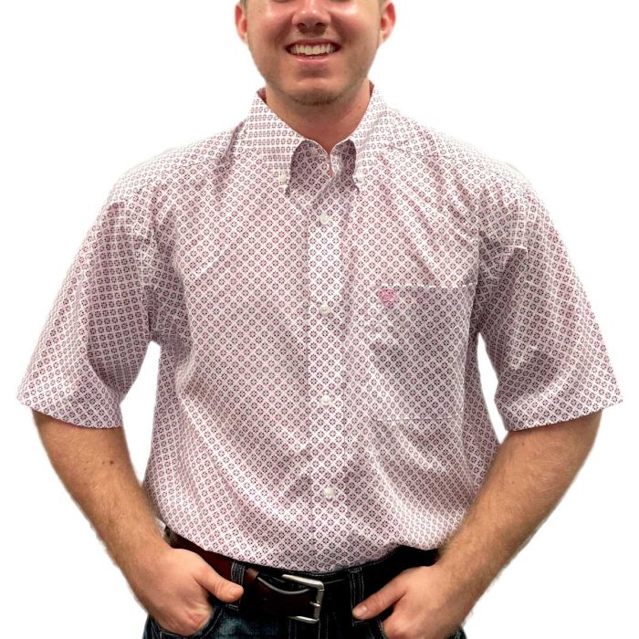 Ariat Men's Wrinkle Free Woodraw Classic Fit Short Sleeve Shirt - White