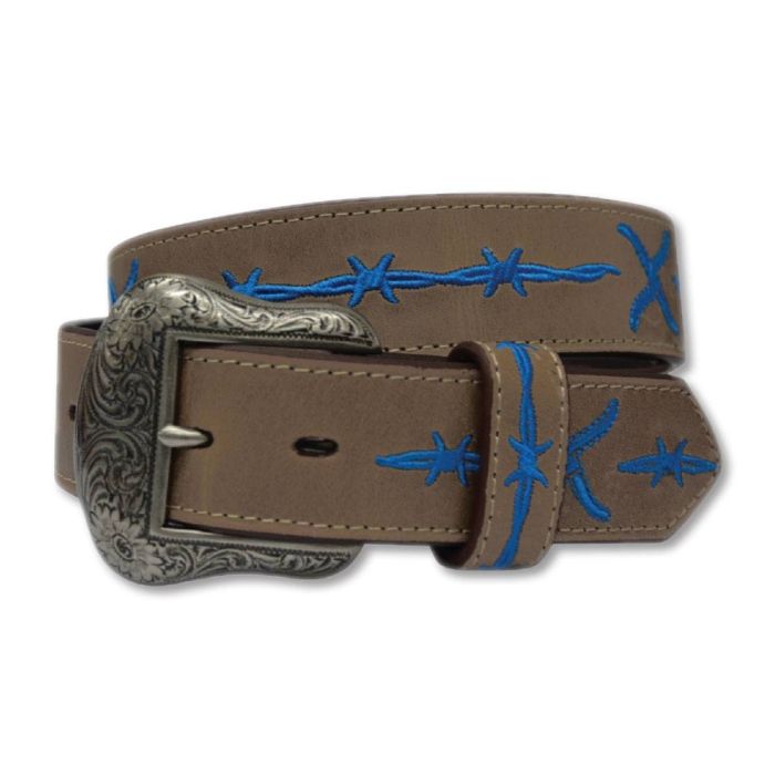 Twisted X Leather Belt - Brown / Cobalt Blue