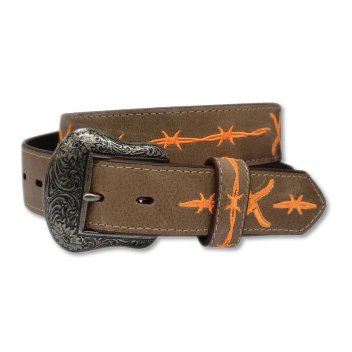 Twisted X Leather Belt - Brown / Orange