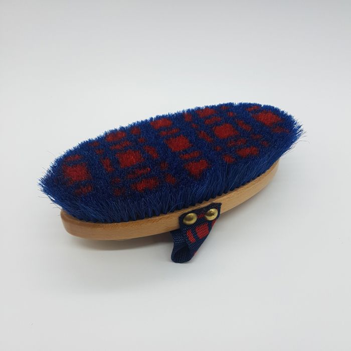 Salmon Horse Hair Plaid Body Brush - 173mm