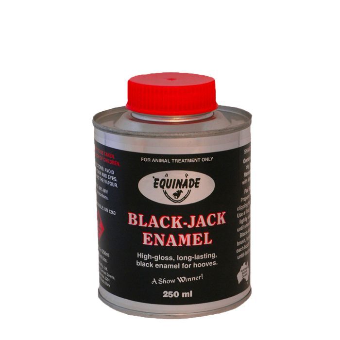 Equinade Black-Jack Enamel - An easy brush on black enamel for show hooves.