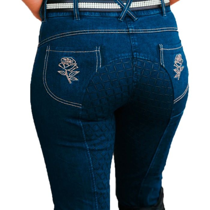 Peter Williams Ladies Denim Breeches - Roses - Sz 8 Only