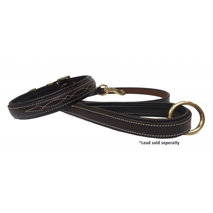 Enzo Leather Stitched Dog Collar