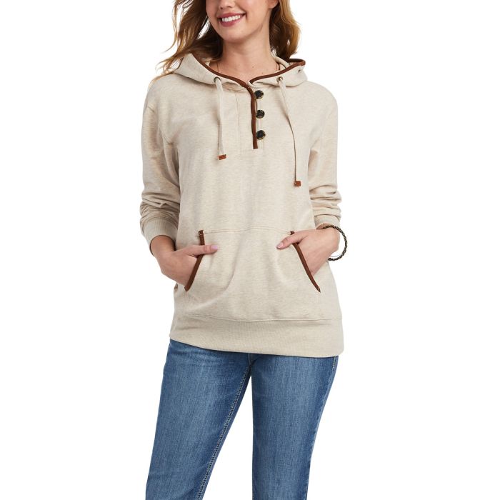 Ariat Ladies REAL Elevated Hoodie - Oatmeal Heather - Sz M & L Only