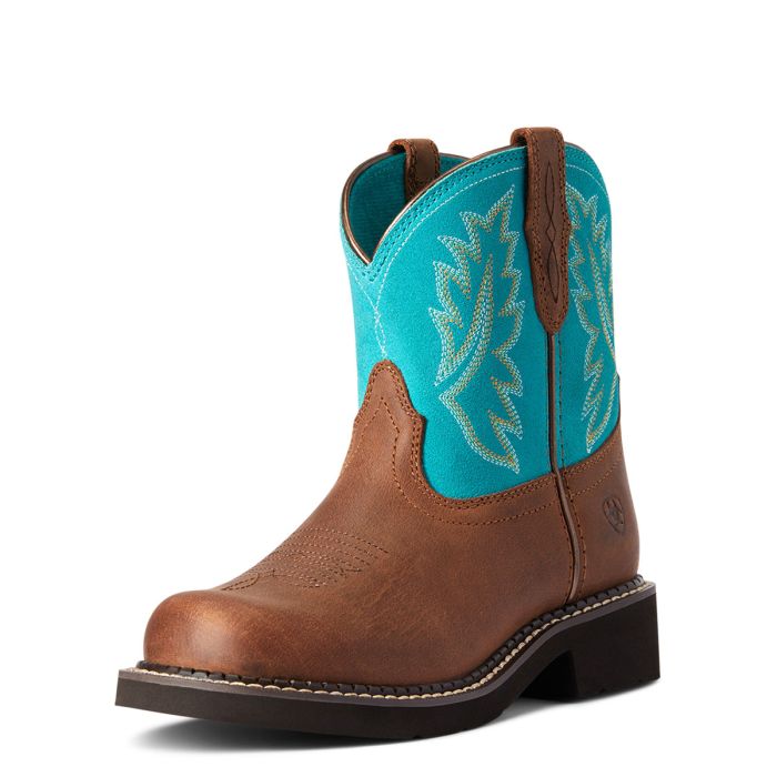 Ariat Kids Fatbaby -Heritage Distress Brown / Turquoise - Sz 5 & 6 Only