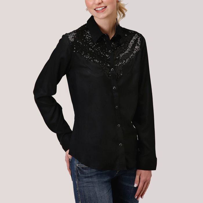Roper Ladies Five StarCollection L/S Shirt - Sparkling Black -  Sz XS & M Only
