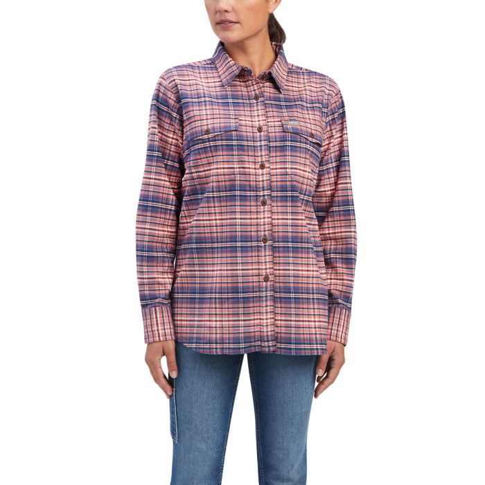 Ariat Women's Rebar Flannel DuraStretch Work Shirt - Faded Rose