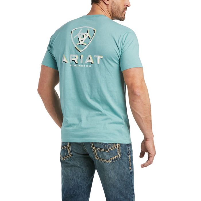 Ariat Mens Glitch Tee - Oil Blue Heather -  Sz M Only