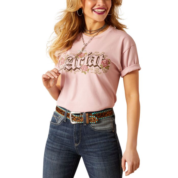 Ariat Ladies Gothic Florals Tee -  Dusty Rose