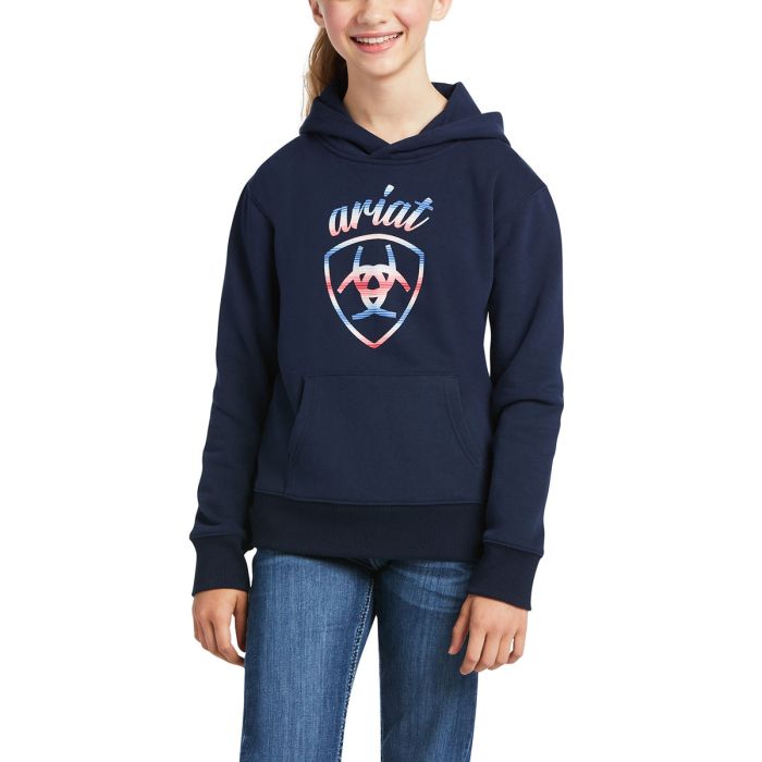 Ariat Girls REAL Serape Logo Hoodie - Navy Eclipse