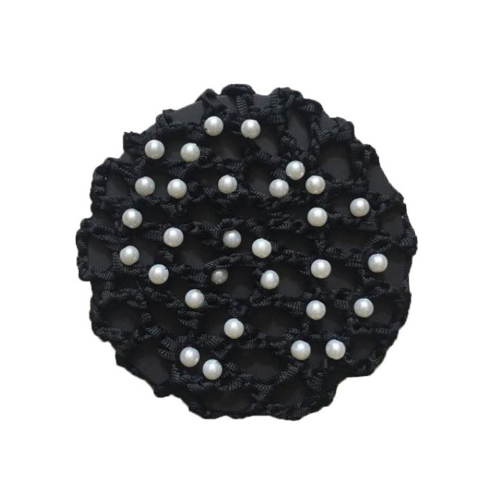 Huntington Hair Net with Pearls - BLK