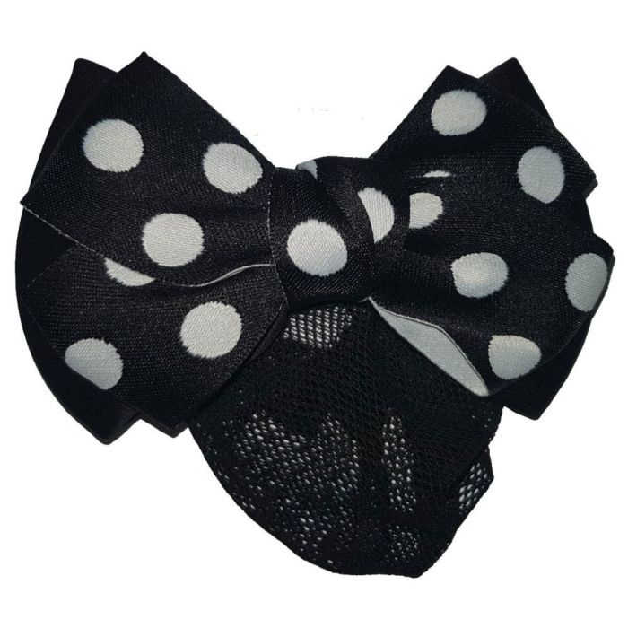 Huntington Polka Dot Show Bow w/Hair Net Black