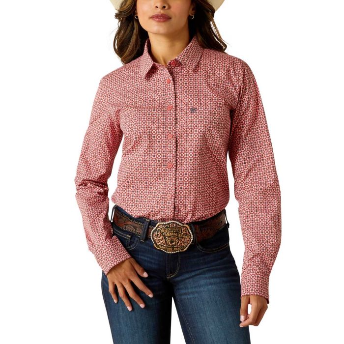 Ariat Ladies Wrinkle Free Kirby Stretch - Garnet Rose Geo