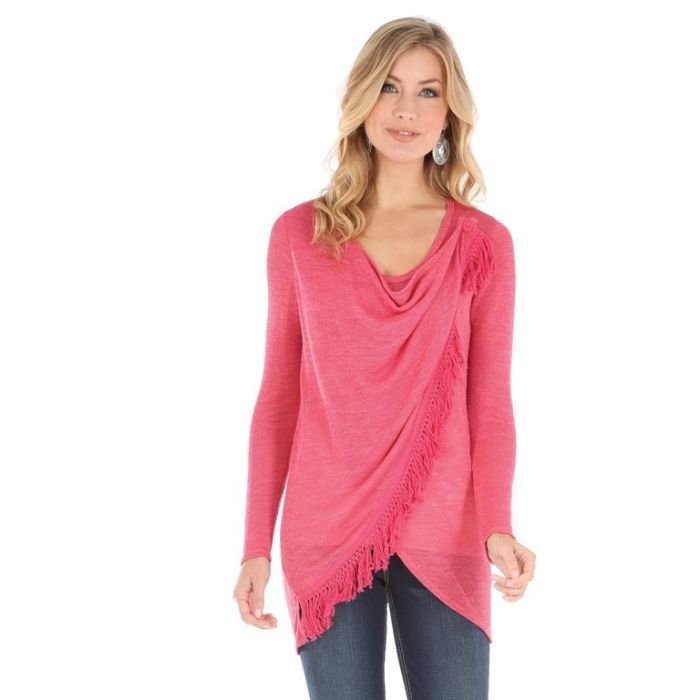 Wrangler WMNS Fringed Drapeneck L/S Top