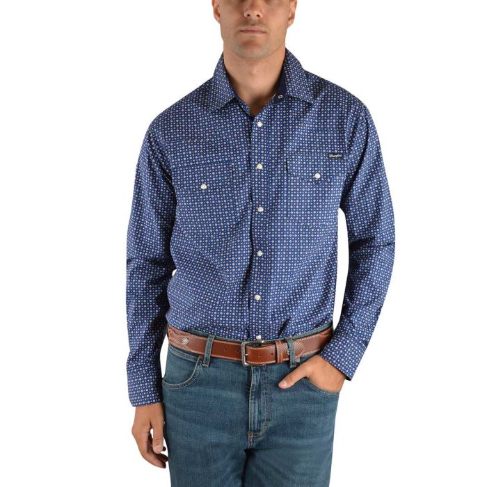 Wrangler Mens Milton Print Western Shirt