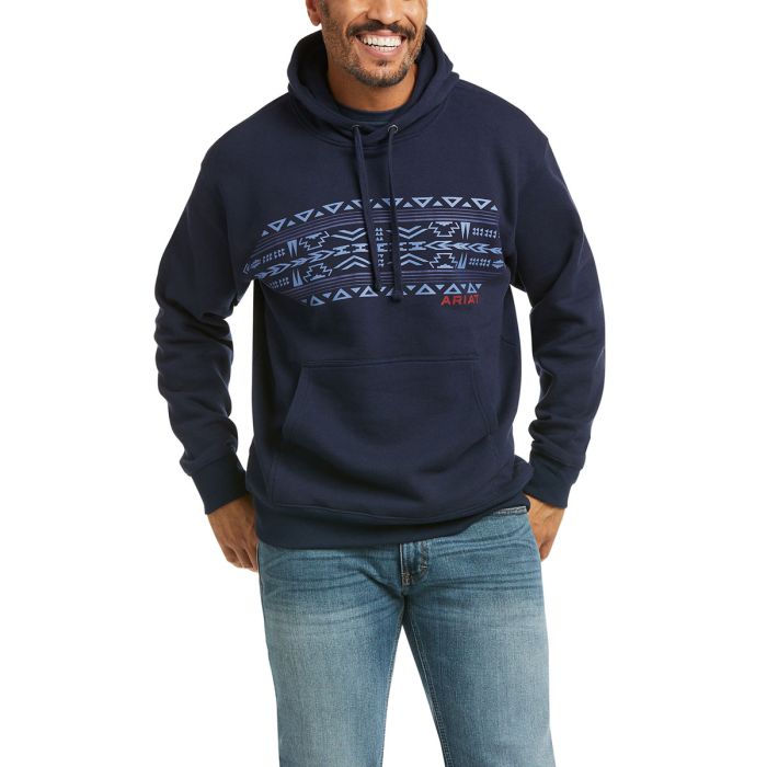 Ariat Men's Hoodie - Southwest Seam to Seam - Navy -  Sz M Only