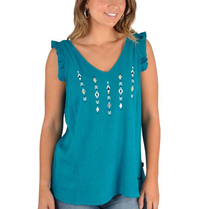 Pure Western Ladies Patty Woven Tank - Sz 8, 10, 12 & 18 Only