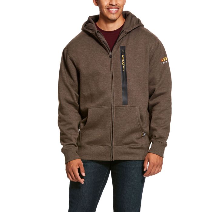 Ariat Men's Rebar Workman Full Zip Hood - Banyan Bark Heather