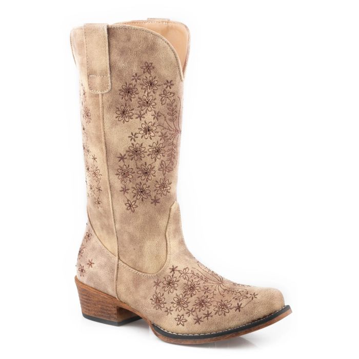 Roper Women's Riley Bouquet Boot - Beige - Sz 7,8 & 8.5 Only