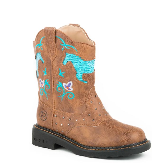 Roper Little Kids Lightening Boots - Horse flowers - Sz 10 & 3 Only