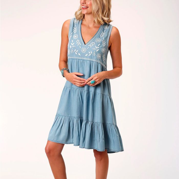 Roper Ladies Studio West Collection Dress - Solid Blue - Sz S, L & XL Only
