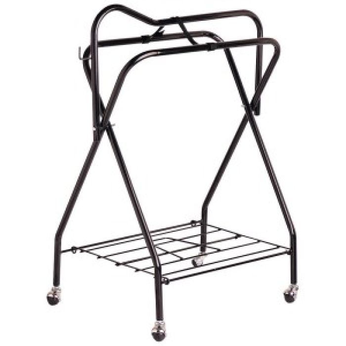 Portable Saddle Stand Black with Castors