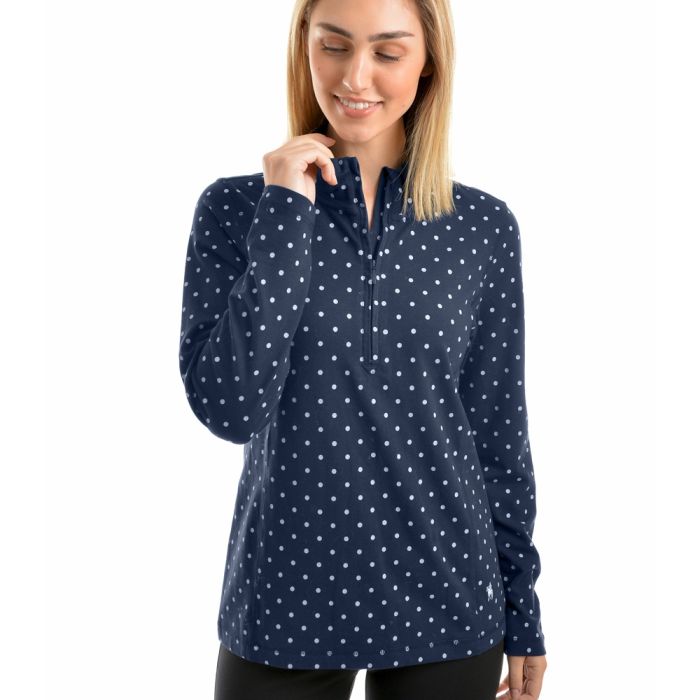 Thomas Cook Womens Zip Neck Spot Skivvy - Navy/White